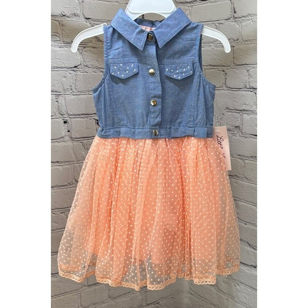 NEW Little Lass Denim and Tulle Dress (Size 24M)